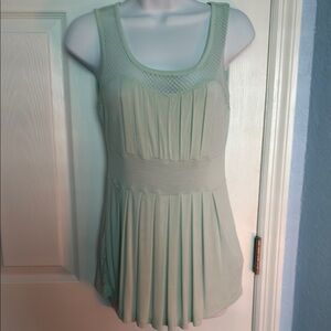 VENUS Green Pleated Sleeveless Tank Top